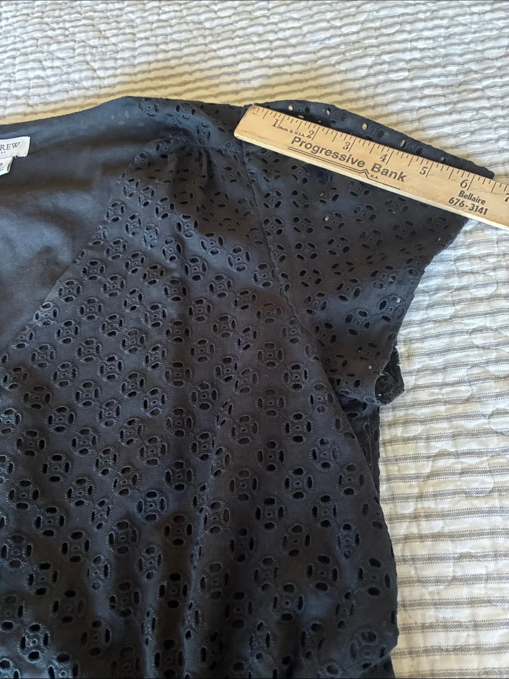 J. Crew Black Eyelet Button-Front V-Neck Blouse Size 8